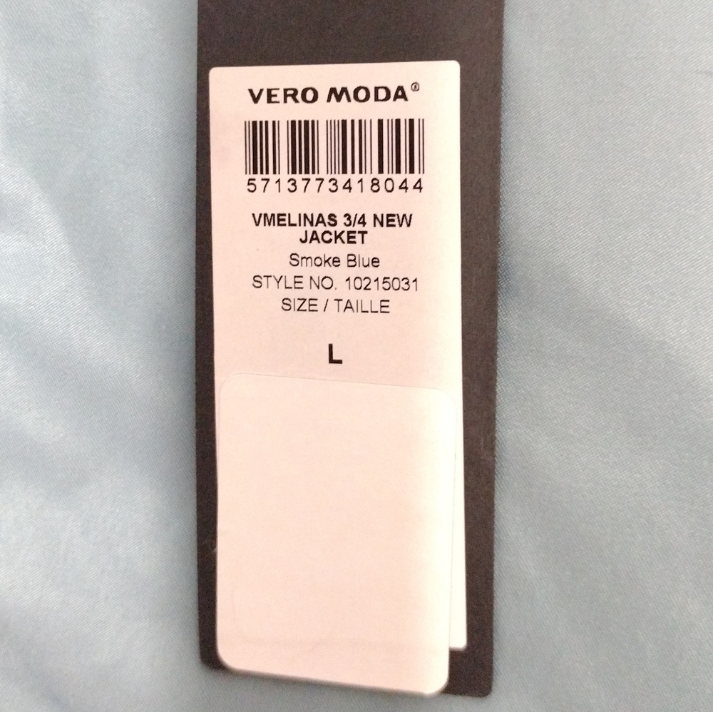 Vero Moda 3/4 length lightweight lined Coat light blue belted waist size L NWOT - Picture 9 of 12